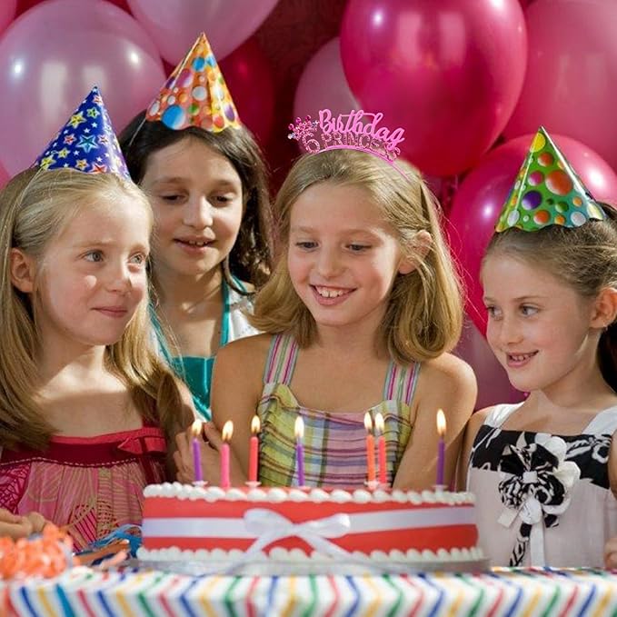 VELSCRUN 2nd 3rd 4-9th Birthday Princess Headband Pink Tiara Crown for Girls It's My Birthday Sash Party Decorations Gifts