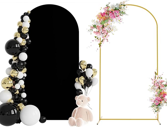 Wokceer 6.6 FT Wedding Backdrop Arch Stand and Arch Cover Metal Arch Stand with Arch Stand Cover for Birthday Party Wedding Ceremony Bridal Baby Shower Event Decor