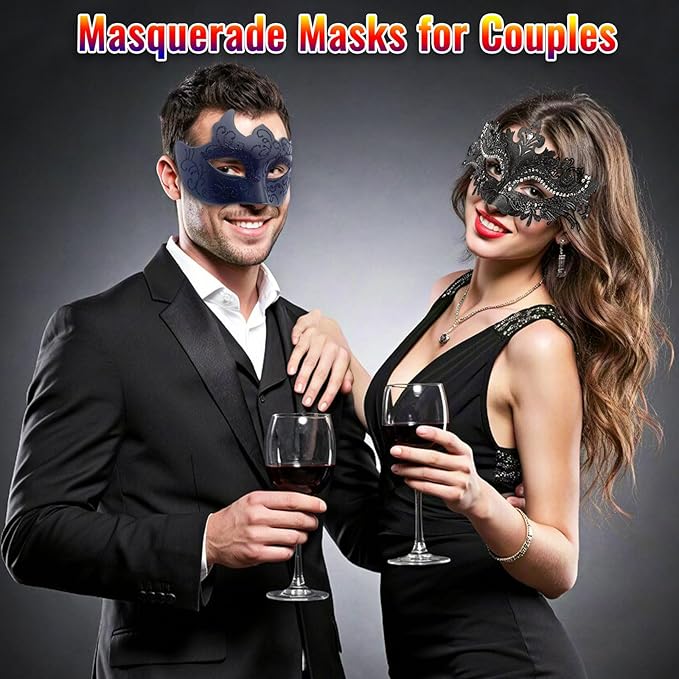 Couple Masquerade Mask Set, Venice Party Mask, Ancient Greek Roman Warrior Venetian Half Face Masks