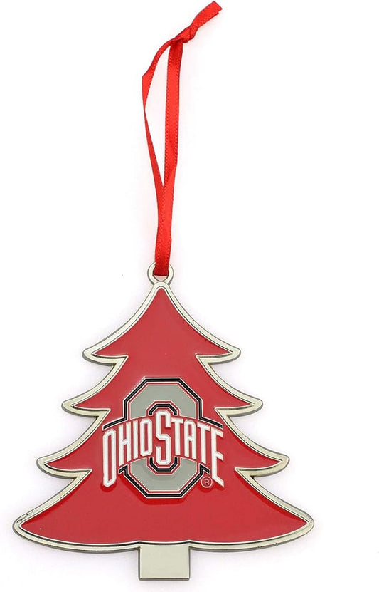 Ohio State Buckeyes Tree Shaped Metal Christmas Ornament
