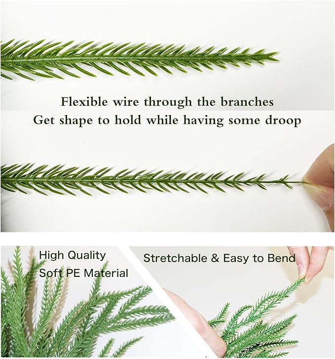 Senjie Christmas Garland Norfolk Pine Garland Real Touch Artificial Greenery Garland for Mantle Fireplace Table Indoor Outdoor Holiday Decortions 5FT 2PCS