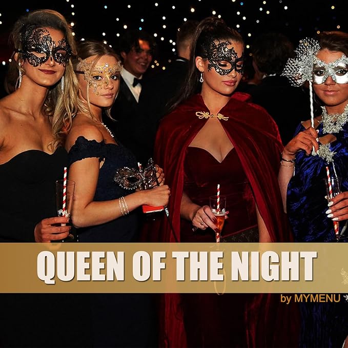 MYMENU Masquerade Mask for Couples Women Metal Rhinestone Venetian Party Evening Prom ball