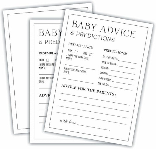 5" X 7" Baby Shower Party Games-Set Of 30 Minimalism Black & White-Prediction & Advice Game For Guest-Wishes For Baby-Baby Announcement Gender Reveal Game Card 01