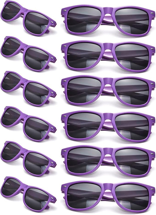 12 Pack Neon Colors Sunglasses Classic Retro Party Favors Sunglasses for Unisex Adult