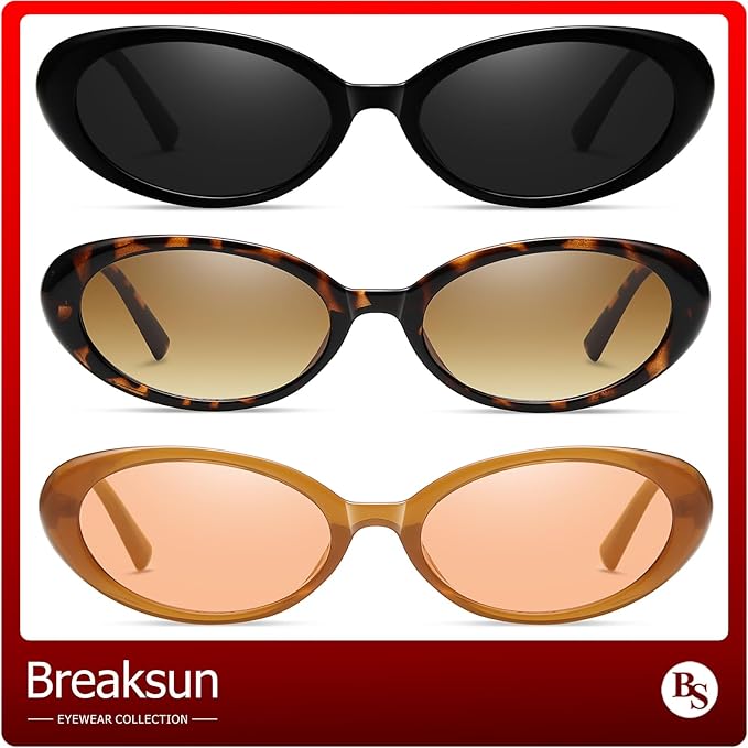 Retro Oval Sunglasses for Women Men Fashion Small Oval Sunglasses 90s Vintage Shades