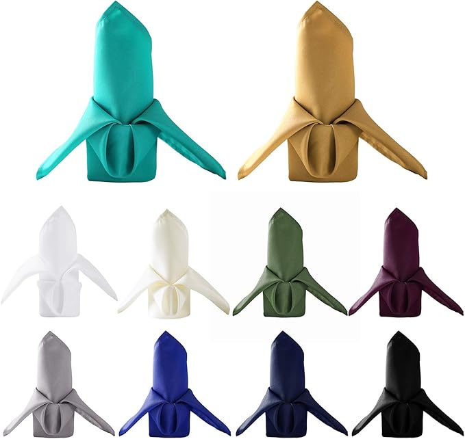 50pcs Polyester Cloth Napkins - 20 x 20 inch Willow Dinner Washable Napkins with Hemmed Edges for Restaurant/Wedding/Hotel(50,Willow)