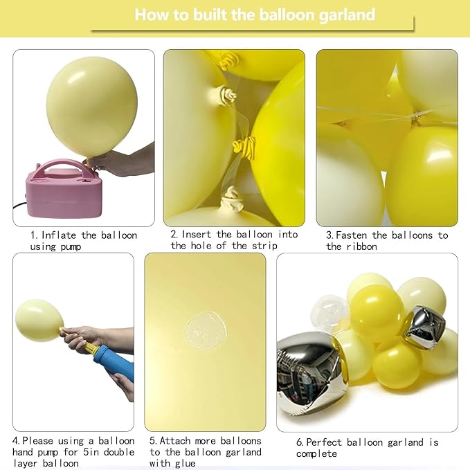 Yellow Balloon Arch Kit, Double Stuffed Pastel Yellow Sliver Metallic Balloon Garland Clear Bobo Balloons for Wedding Baby Shower Birthday Bridal to Bee Fall Party Decorations