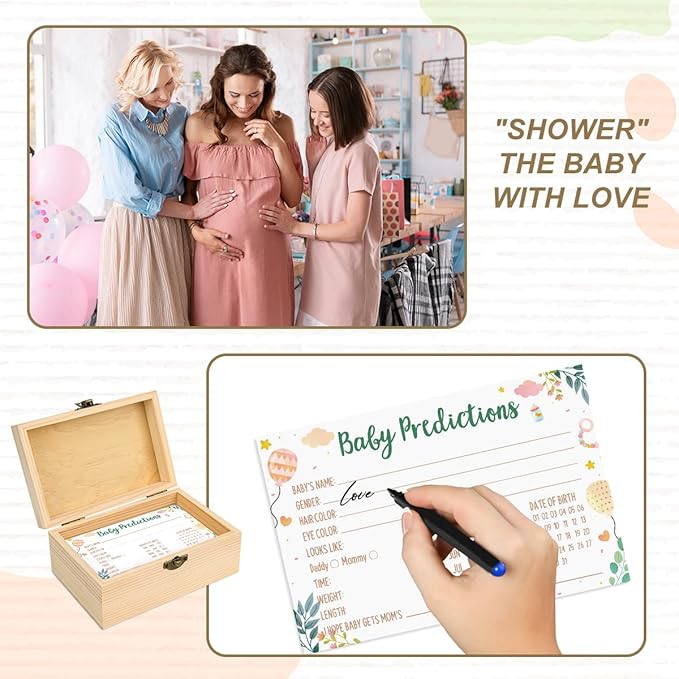 Zopedia Baby Prediction for Baby Shower, 50 Pcs Babies Shower Prediction Cards for Parents To Be, Funny Gender Reveal Guessing Game Activities for Party A04