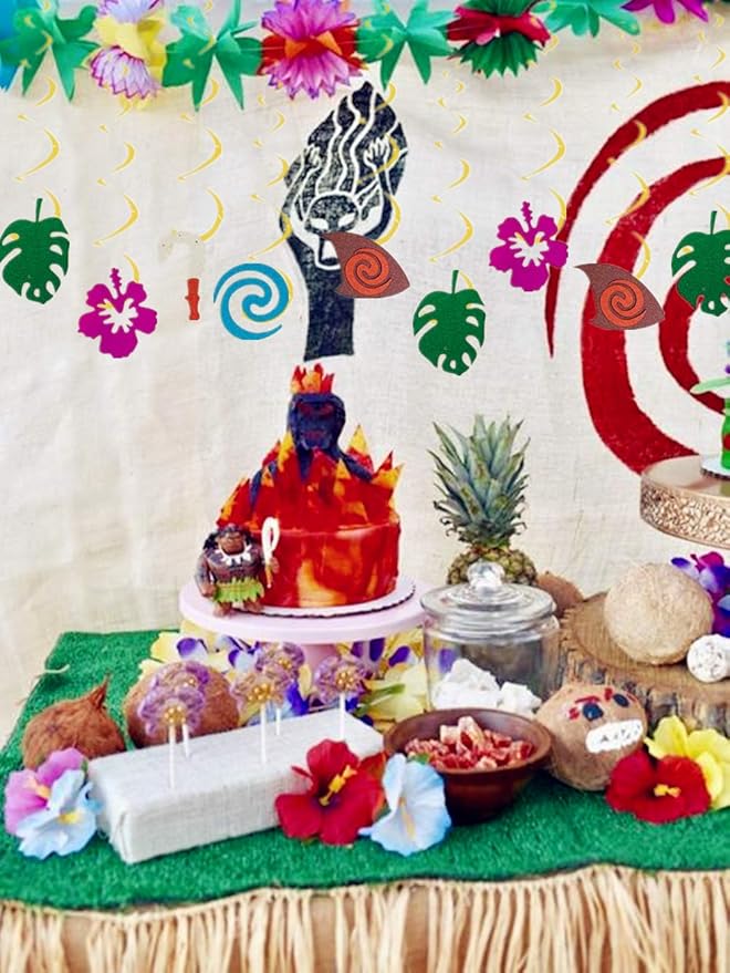 JeVenis Glittery Moana Birthday Decoration Moana Party Supplies Moana Party Hanging Swirl Decoration Hawaiian Birthday Decoration