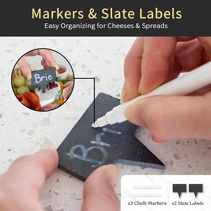 YZS Bamboo Charcuterie Boards Set -Unique Cheese Board with Accessories - Perfect for Housewarming, Weddings, Bridal Showers, Birthday Gifts, Parties, Eco-Friendly & Elegant Design