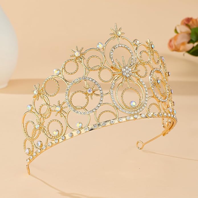 Crystal Crowns for Women, Crystal Bubble TiaraBride Royal Queen Headband Princess Headpieces for Women Bridal Wedding Prom Birthday Party Crowns