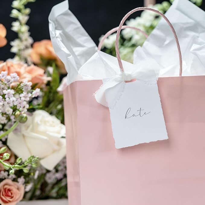 Name Place Cards for Weddings, Unique Wedding Place Cards for Table Setting, Name Cards for Table Setting, Bridal Shower Table Decorations, Placecards, Bridesmaid Tags, Set of 20, BREADANDJAIM (White)