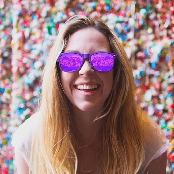 Fsmiling Purple Sunglasses Bulk Adult Party Sunglasses 80s Sunglasses Pack for Men Women Mardi Gras Party Favors-10Pack