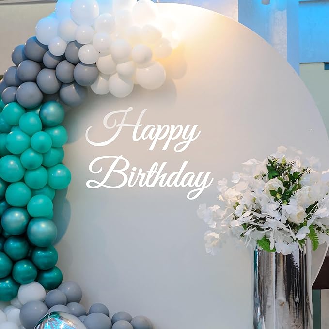 EGD Happy Birthday Backdrop Vinyl Decal | Wall Sticker for Party & Event Decorations | Birthday Celebration Lettering for Backdrops & Posters | One Size – 25" Wide | White Text (B. Happy Birthday)