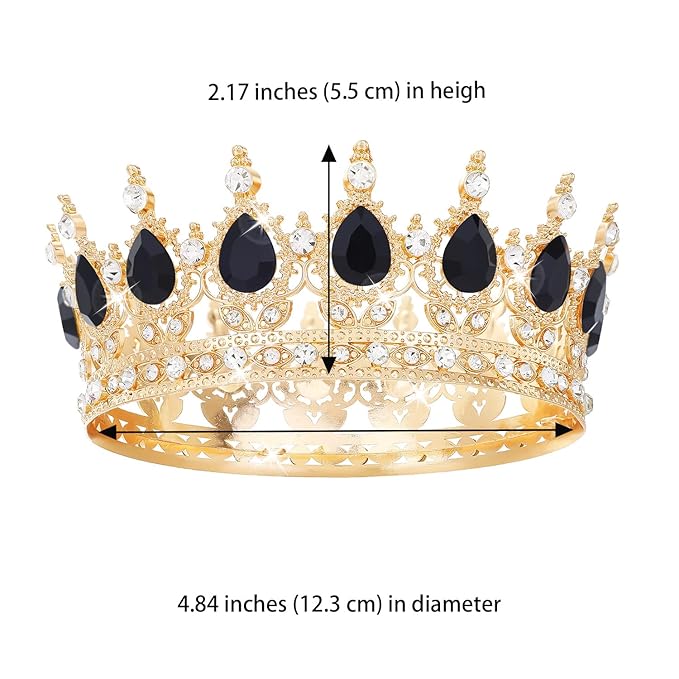 Black Crown for Women Crystal Tiara and Queen Crown for Girl Wedding Headband for Bride Hair Accessories for Costume Birthday Party Cake Decoration Prom