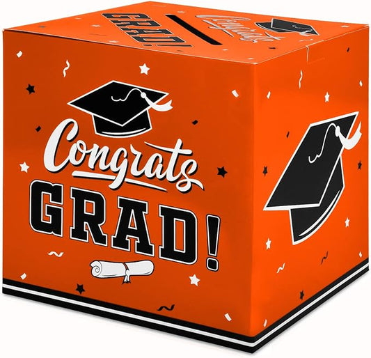 Gatherfun Graduation Decorations - Graduation Card Box, Party Favors, Orange