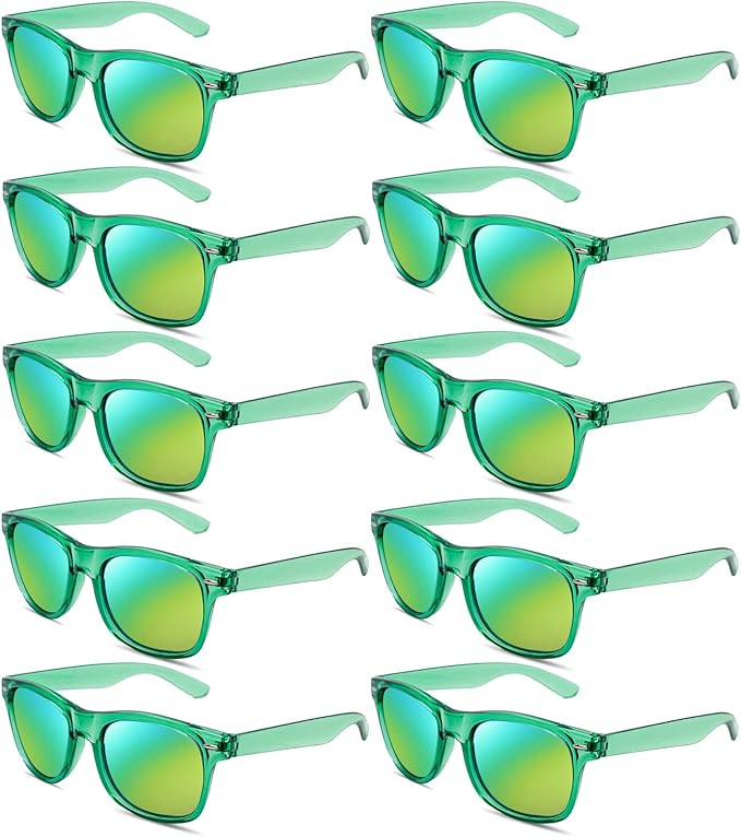 Pibupibu 10/20 Pack Neon Party Sunglasses Bulk,Wholesale Retro 80s Colorful Mirrrored Lens Sunglasses Party Favors