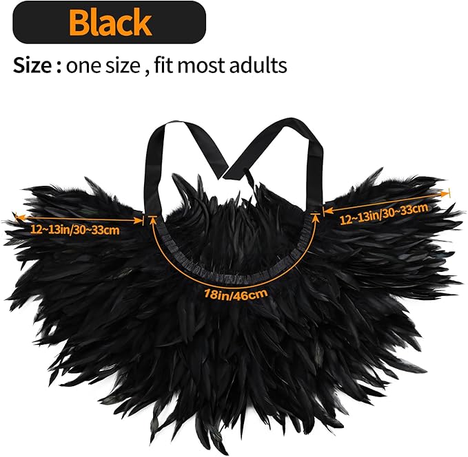 Gothic Natural Feather Shrug Feather Shawl Wrap Cape Victorian Collar for Halloween Cosplay Party Costume Accessories