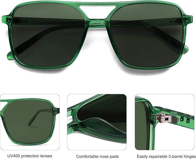 SOJOS Trendy Vintage Aviator Square Sunglasses For Womens Mens Retro 70s UV400 Women Sun Glasses SJ2327