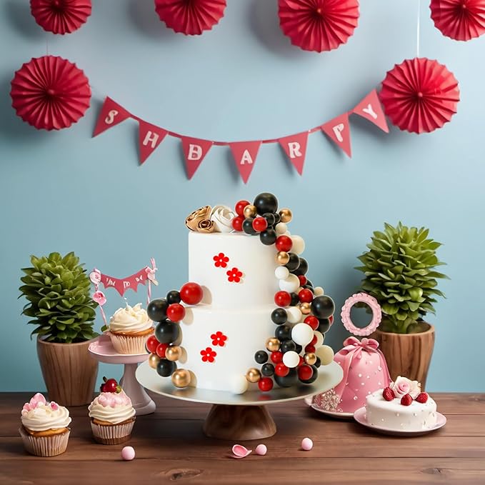 ASTARON 20 Pcs Ball Cake Topper Decorations Mini Balloons Cake Toppers Sticks Black Balls Cake Picks Cake Topper Balls for Graduation Birthday Cake Decorations