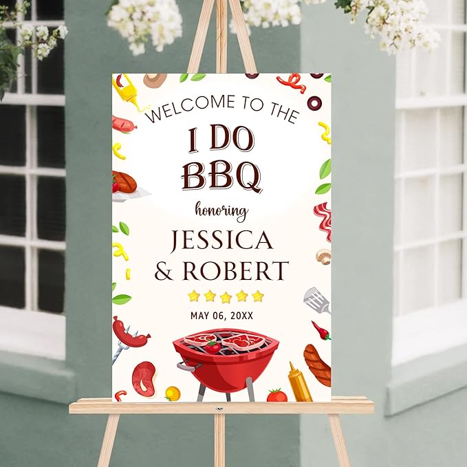 Personalized I Do BBQ Welcome Sign, Welcome Sign For BBQ Rehearsal Dinner, BBQ Engagement Party Sign, Couples Shower BBQ Sign, I Do Barbeque Sign, BBQ Signs For Outside, I Do BBQ Decorations