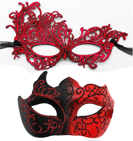 Couple Masquerade Mask for Women Men Shiny Venetian Mask Halloween Mask for Party Prom Ball Costume Lace Masks