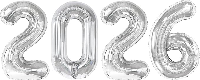 2026 balloons, Silver 40 Inch 2026 Party Decorations New Year Nye Decorfor New Years Eve Party Supplies 2026, New Years Eve Party Balloons