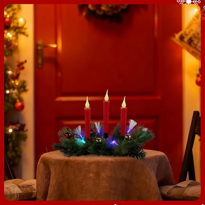 Aokudoni Christmas Decorations: Christmas Table Centerpieces with Artificial Pine Branches Berries Candles Indoor Xmas Decorations for Dining Tables Fireplace Mantel