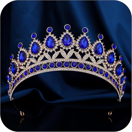 FORSEVEN Crystal Tiaras and Crowns for Women - Wedding and Birthday Party Princess Crown Hair Accessories - Bride Rhinestone Headband Halloween Decorations Hairband