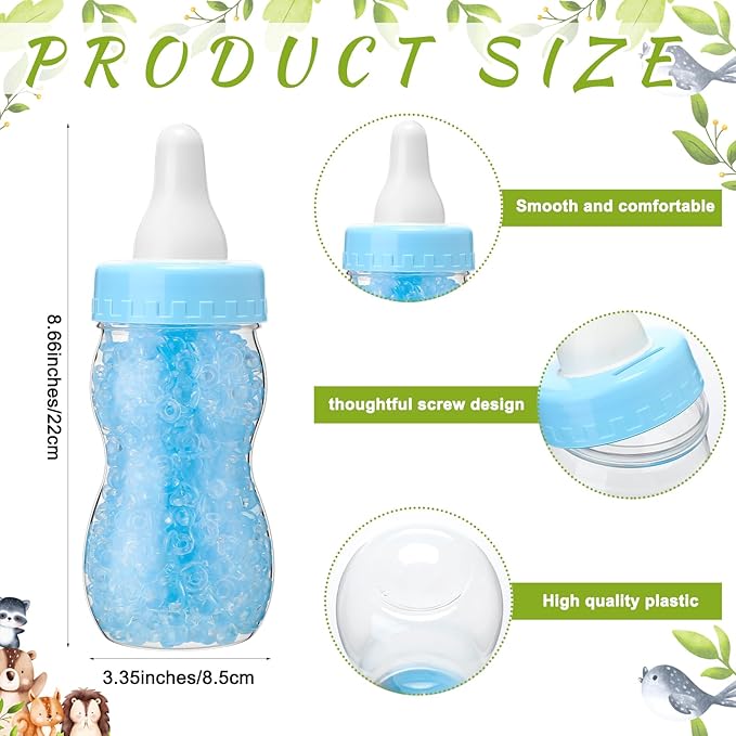 Roowest 512 Pcs Baby Shower Games Guess How Many Pacifiers Sign 100 Small Guessing Games 10 HB Pencils 750ml Milk Bottle 400 Acrylic Pacifiers Decoration for Guest Gender Reveal(Bright,Woodland)