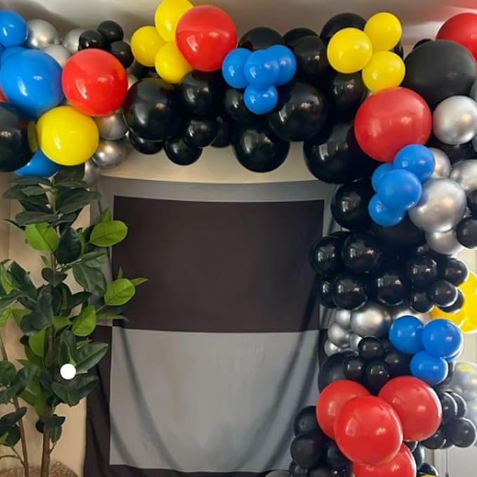 Red Blue Green Black Balloons, 50pcs Retro Blue Red Yellow Black Balloons, Party Balloon for Boy Man Theme Carnival Theme Birthday Party Baby Shower Bachelorette Graduation Decorations