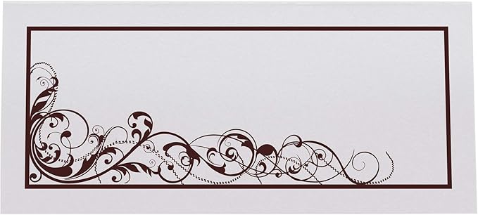 Scribble Vintage Swirl Place Cards, Chocolate (Choose Color), Set of 25, Pre-cut and Scored - Wedding, Party, Dinner, and Special Events - Made in the USA