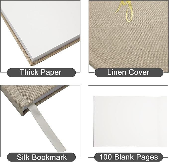 Personalized Wedding Guest Book-for Wedding Reception and Various Celebrations Including Birthday Parties, Anniversaries, Baby Showers-100 Blank Pages for Guest Signatures and Photo Displays (Beige)