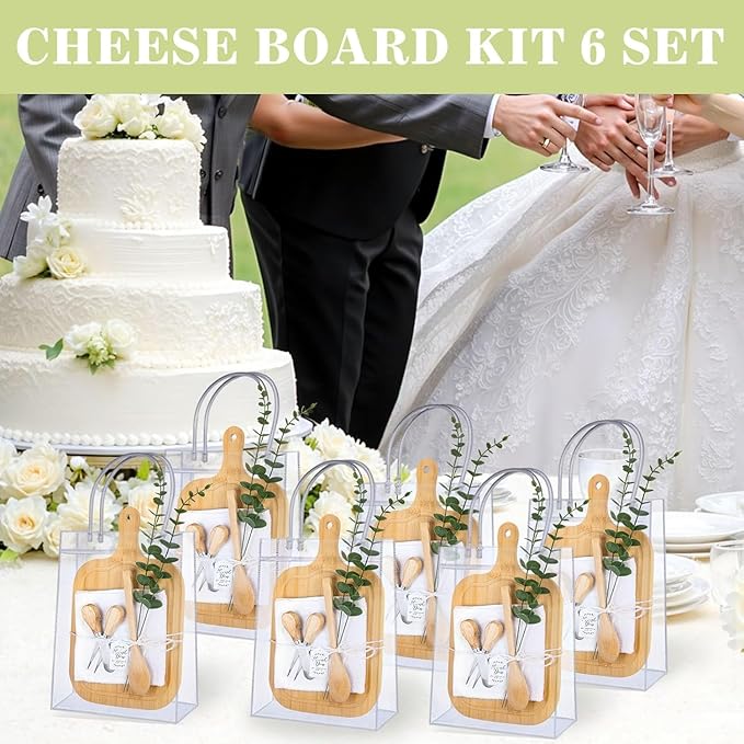 4 Set Baby Shower Game Prizes for game winners adults, Bamboo Mini Charcuterie Boards with Spoon Fork Towel & Gift Bags, Bridal Shower Prizes Gifts for Guests - All-in-One Adult Party Favors