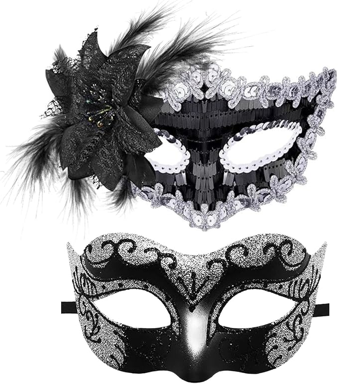 Couple Masquerade Masks for Women Men Venetian Masks for Halloween Carnival Costume Party Prom Ball