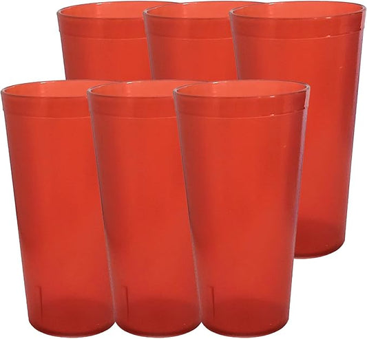 Party Outlaw Orange Plastic Cup Tumblers 6 Pc 16oz Lightweight, Heavy Duty Stackable Cafe Style Plastic Glasses. Reusable & Dishwasher Safe Ice Tea & Water Cupsafe Ice Tea & Water Cups