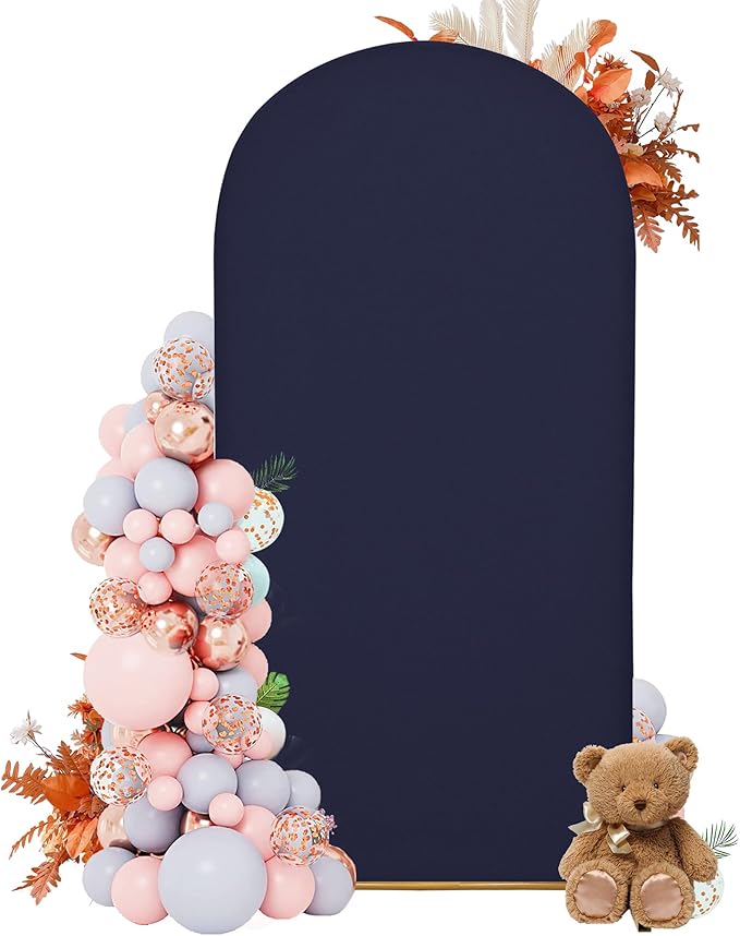 7.2FT Wedding Arch Covers Arch Backdrop Cover Arch Stand Covers Set Arch Cover Spandex Fabric Stretchy Backdrop for Wedding Birthday Party Decoration Baby Shower (Dark Blue)
