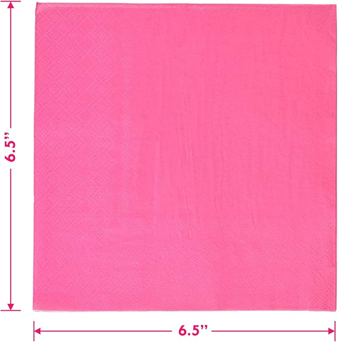 Live It Up! Party Supplies Solid Hot Pink Paper Dinner Plates and Luncheon Napkins (Serves 16)