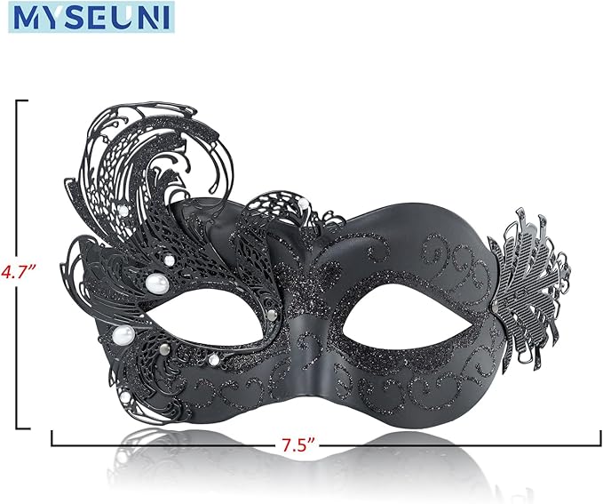 2025 New Black Masquerade Mask for Women-Peacock Metal Lady Masquerade Venetian Mask- Mascarade Mask for Women Butterfly -Perfect for Mardi Gras, Halloween Parties, Costume Party, Carnivals, Wedding