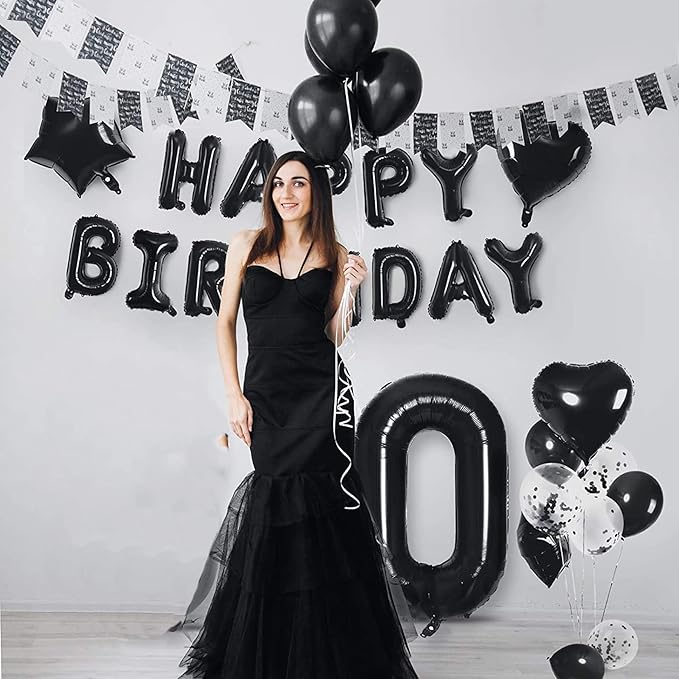 Letter Balloons 16 Inch Mylar Foil Alphabet Letter A-Z Balloons Set for Wedding Birthday Party Decoration Banner Custom Phrase 26 Pieces(Black)