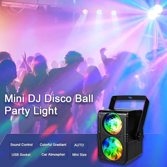 YSH Disco Ball Strobe Lights, Sound Control Party Lights with Remote DJ Lighting for Family Room Prom Birthday Karaoke, New Year's Eve Christmas Decoration（Animation is a Christmas Element）