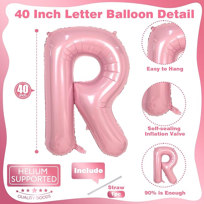 40 Inch Pastel Pink BRIDE Balloons Bachelorette for Bridal Shower, Light Pink BRIDE Mylar Foil Balloon Letter, Baby Pearl Pink Alphabet Balloon for Wedding Engagement Bride to be Party Decorations