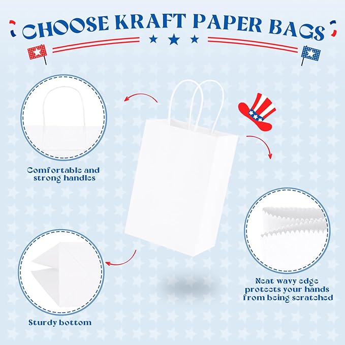 MESHA White Small Gift Bags with Handles Bulk 5.25X3.75X8 1000 Pack,Kraft Paper Bags for Small Business(Made in USA)