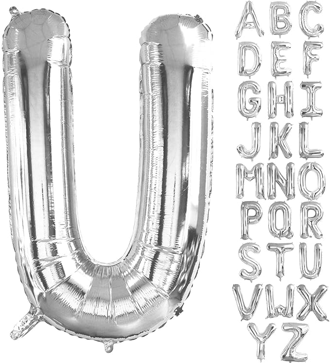 Lovoir 40 Inch Large Silver Letter U Balloons Big Size Jumbo Mylar Foil Helium Balloon for Birthday Party Celebration Decorations Alphabet Silver U