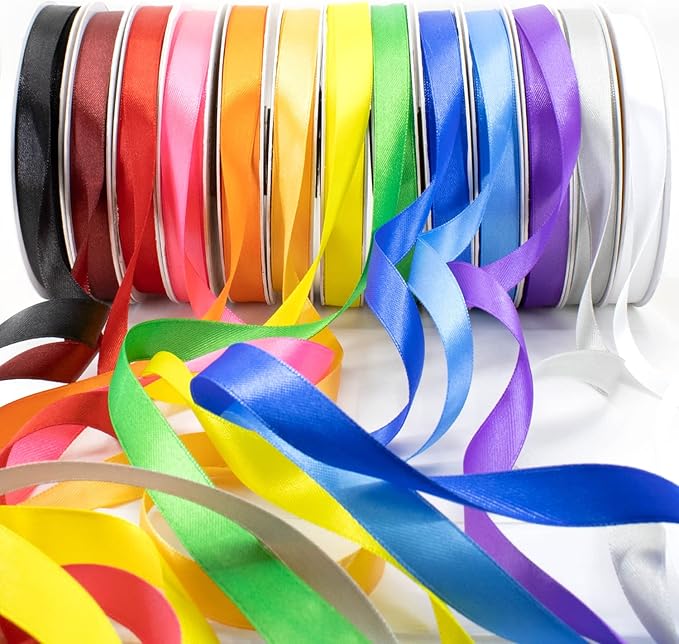 Green Satin Ribbon Roll, 1 inch x 50 Yards, Double Face Solid Color, Thick and Durable, 100% Polyester for Gift Wrapping, Crafts, Hair and Multiple Decorations