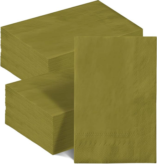 qiqee Olive Green Paper Napkins 13 * 16inch Guest Paper Disposable Towels Napkin Paper Hand Towels for Wedding, Dinner, Birthday Party, Dessert Cocktail ＆ Kitchen Napkins（ 120 Count）