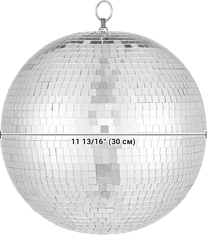 Yescom 12" Large Disco Ball Mirror Big Hanging Glass Decoration for 70s 80s Party Events Wedding DJ Dance Club Bar Stage Lighting Business Holiday Home Decor Silver