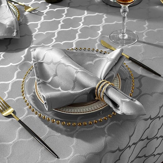 SASTYBALE Jacquard Napkin Flower Pattern Polyester Table Cover - Spill Proof, Wrinkle Resistant, Dust-Proof for Kitchen Dining Tabletop Decoration (Grey, 20X20)
