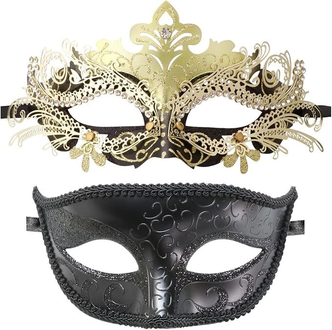 Coddsmz Couple Masquerade Mask Set - Venetian & Mardi Gras Mask for Women & Men