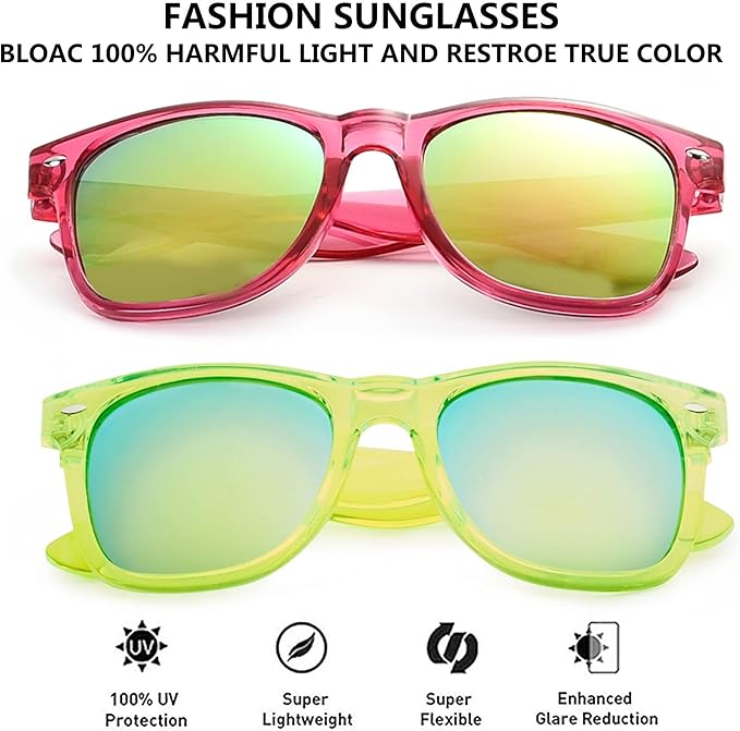 Fsmiling Neon Sunglasses Bulk Adult Party Sunglasses 80s Glasses Shades for Men Women Party Favors-15Pack,UV Protection